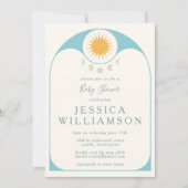 Cute Celestial Star en Moon in Blue Baby shower Kaart (Voorkant)
