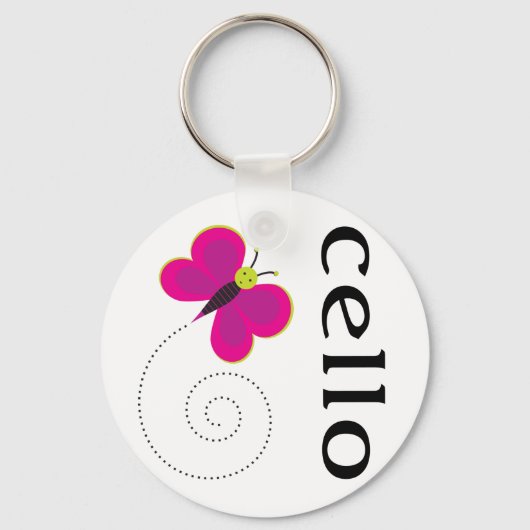 Cute Cello Butterfly Music Design Sleutelhanger (Voorkant)