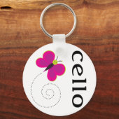 Cute Cello Butterfly Music Design Sleutelhanger (Voorkant)