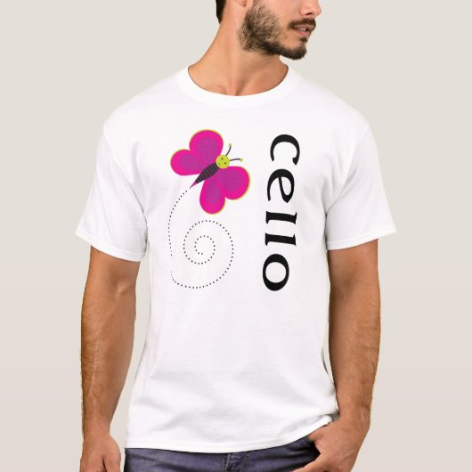 Cute Cello Butterfly Music Design T-shirt (Voorkant)