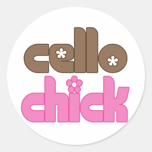 Cute Cello Chick Ronde Sticker (Voorkant)