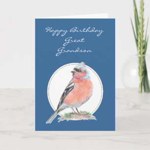 Cute Chaffinch, Birthday Great Grandson Kaart