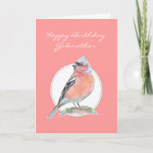 Cute Chaffinch, Happy Birthday Godmoeder Kaart (Voorkant)