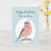 Cute Chaffinch Waterverf Birthday Son in Law Kaart (Gele Bloem)