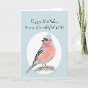 Cute Chaffinch Waterverf Birthday Wonderful Wife Kaart