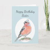 Cute Chaffinch Waterverf Birthday Zuster Kaart (Voorkant)