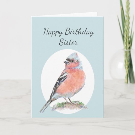 Cute Chaffinch Waterverf Birthday Zuster Kaart (Voorkant)