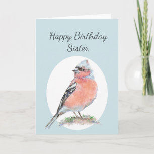 Cute Chaffinch Waterverf Birthday Zuster Kaart