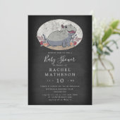 Cute chalkboard baby hippo baby shower kaart (Staand voorkant)
