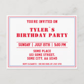 Cute Chalkboard Baseball Foto 1st Birthday Uitnodiging Briefkaart (Achterkant)