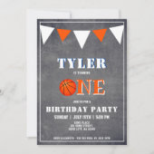 Cute Chalkboard Basketball 1e verjaardag Kaart (Voorkant)