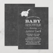 Cute Chalkboard Elephant Baby shower Kaart (Voorkant / Achterkant)