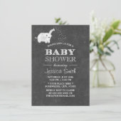 Cute Chalkboard Elephant Baby shower Kaart (Staand voorkant)