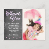 Cute Chalkboard Girly Birthday Foto Dank je Briefkaart (Voorkant)