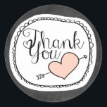 Cute Chalkboard Hartelijk dank Ronde Sticker<br><div class="desc">Geweldig voor elke keer dat je "bedankt" wilt zeggen - bruiloften,  douches,  verjaardagen,  voor bedrijven,  enz.</div>