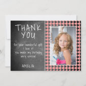 Cute Chalkboard Heart Pattern Birthday Foto Bedankkaart (Voorkant)