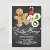 Cute Chalkboard Holiday Cookie Swap Kaart (Voorkant)