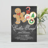 Cute Chalkboard Holiday Cookie Swap Kaart (Staand voorkant)