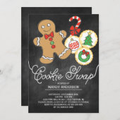 Cute Chalkboard Holiday Cookie Swap Kaart (Voorkant / Achterkant)