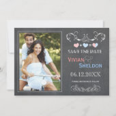 Cute Chalkboard Photo Wedding Save the Date (Voorkant)