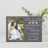 Cute Chalkboard Photo Wedding Save the Date (Staand voorkant)