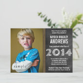 Cute Chalkboard Preschool 2014 Afstuderen Foto Kaart (Staand voorkant)