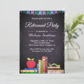 Cute Chalkboard Teacher Retirement Party Kaart (Staand voorkant)