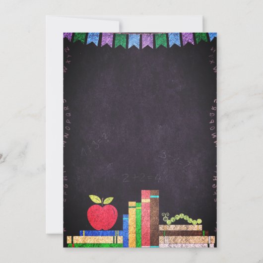 Cute Chalkboard Teacher Retirement Party Kaart (Achterkant)