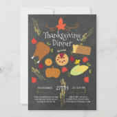 Cute Chalkboard Thanksgiving Dinner Invitation Kaart (Voorkant)