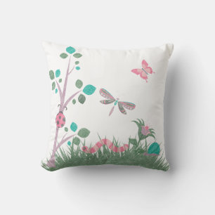 Cute Chalkboard Woodland Bugs White CUSHION Kussen