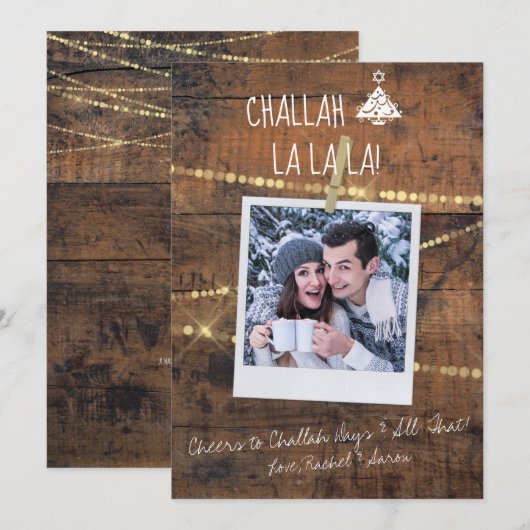 Cute Challah Days 1-Foto Holiday Hanukkah Kaart (Voorkant / Achterkant)