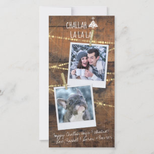 Cute Challah Days Hanukkah 2-Photo Holiday Kaart
