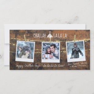 Cute Challah Days La La La 3-Foto Kerstkaart