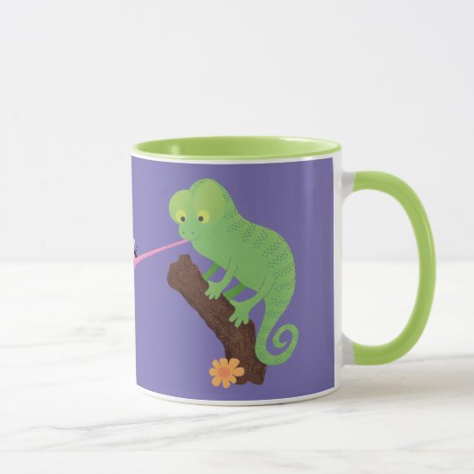 Cute chameleon die een bug cartoon vangt mok (Rechts)