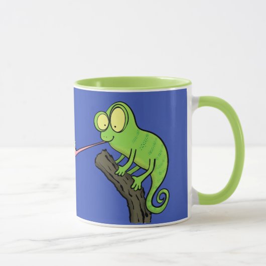 Cute chameleon die een bug cartoon vangt mok (Rechts)