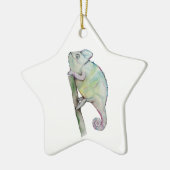 Cute chameleon geschilderd in waterverf keramisch ornament (Links)