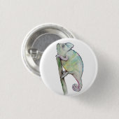 Cute chameleon geschilderd in waterverf ronde button 3,2 cm (Voorkant /achterkant)