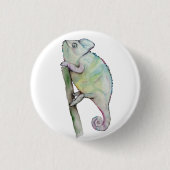 Cute chameleon geschilderd in waterverf ronde button 3,2 cm (Voorkant)
