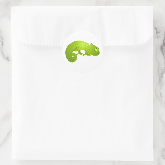 Cute Chameleon - Green Ronde Sticker (Tas)