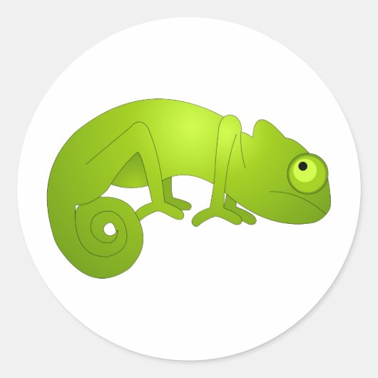 Cute Chameleon - Green Ronde Sticker (Voorkant)