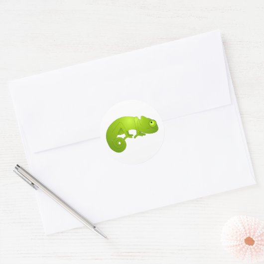 Cute Chameleon - Green Ronde Sticker (Envelop)