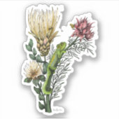 Cute Chameleon in Floral Bouquet Botanical Art Sticker (Voorkant)