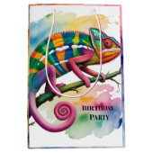 Cute Chameleon Kids Birthday Party Medium Cadeauzakje (Voorkant)