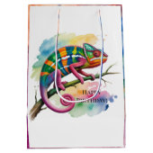 Cute Chameleon Kids Birthday Party Medium Cadeauzakje (Achterkant)