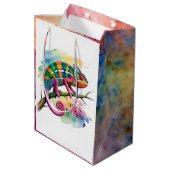 Cute Chameleon Kids Birthday Party Medium Cadeauzakje (Achterkant Gekanteld)