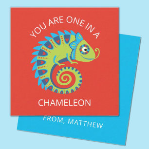 Cute Chameleon Kinder Valentijnsdag Classroom Notitiekaartje