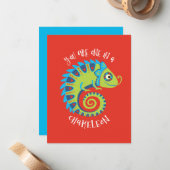 Cute Chameleon Kinder Valentijnsdag Classroom Notitiekaartje (Voorkant / Achterkant in situ)