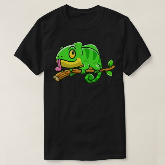 Cute Chameleon op de Cartoon van de bomen T-shirt (Design voorkant)