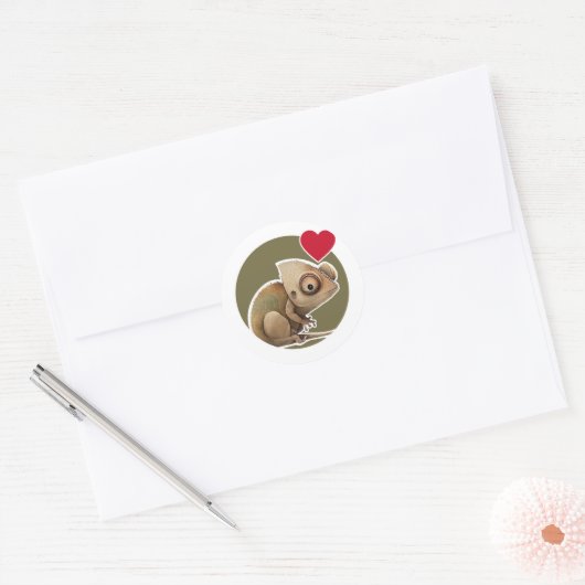 Cute Chameleon Ronde Sticker (Envelop)