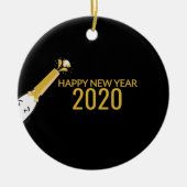 Cute Champagne Bottle and Happy New Year 2020 Keramisch Ornament (Voorkant)